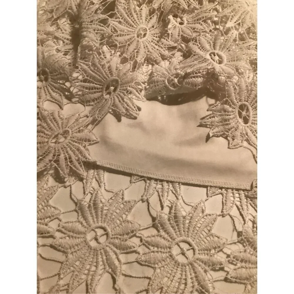 Studio West Apparel Lined Floral Lace Skirt Midi Sz XL Elastic Waist
